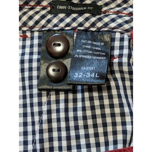 Le 31 Simons Men's Pants Stockholm Fit Burgundy 5 Pockets Size 32-34 L - Picture 8 of 9